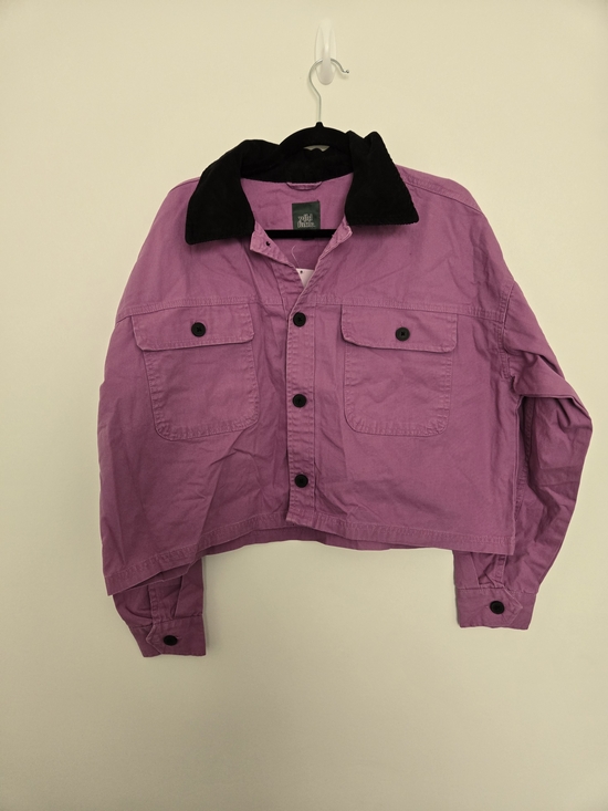 wild fable Jackets & Blazers - wild fable Lilac Cropped Jean Jacket with Black Collar